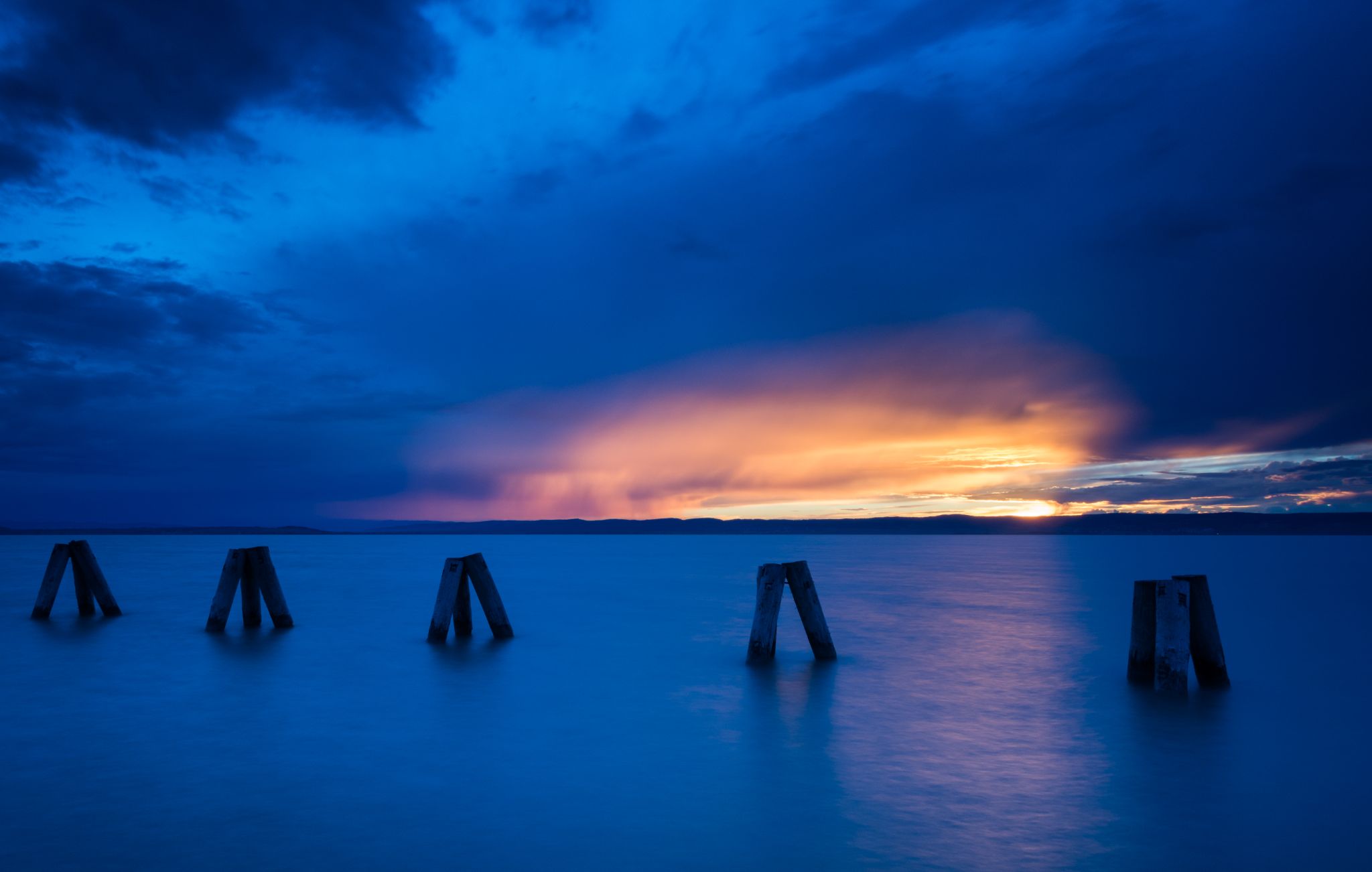 Österreich Neusiedlersee Podersdorf Sonnenuntergang